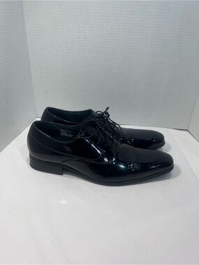 Men's Black Patent Derby Dress Shoes - Classic Lace-Up
